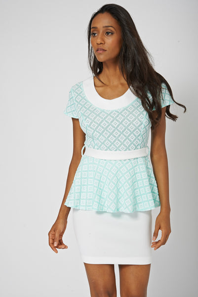 Green Front Tie Peplum Top