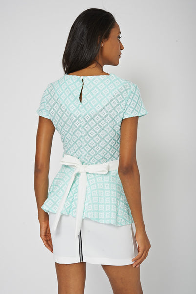 Green Front Tie Peplum Top