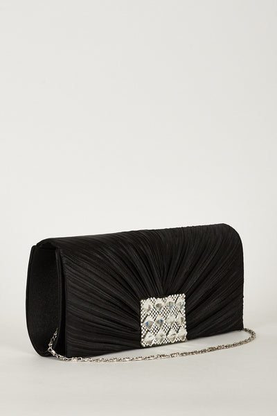 Creased Clutch Bag With Shiny Diamond Details