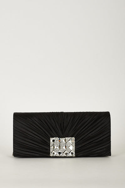 Creased Clutch Bag With Shiny Diamond Details