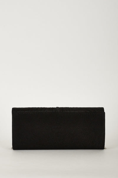 Creased Clutch Bag With Shiny Diamond Details