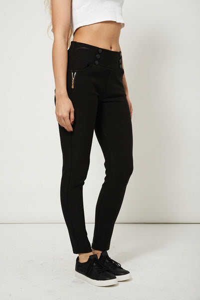 Double Gold Zip Details Trousers