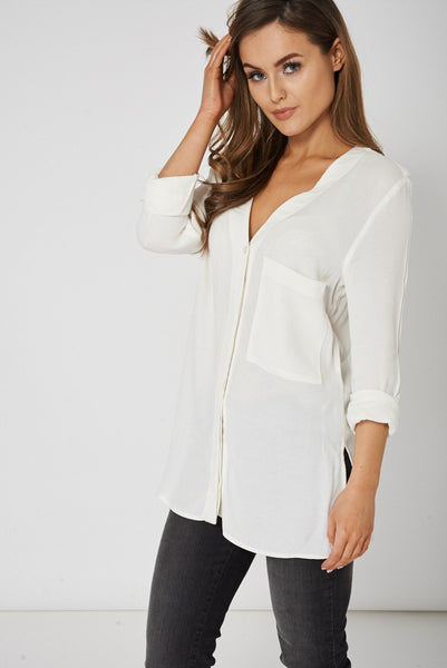 V Neck Slouchy Pocket Shirt Ex-Branded