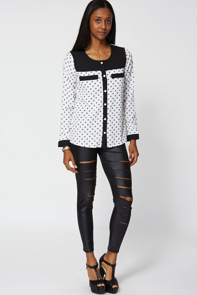 Black And White Polka Dot Shirt Ex-Branded