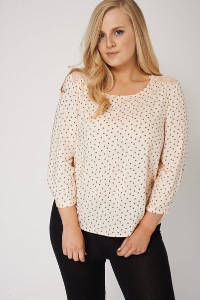 Peach Blouse With Lace Inserts Ex-Branded