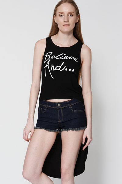 Believe Slogan Hi Low Vest Top