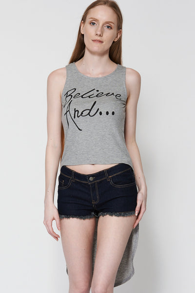 Believe Slogan Hi Low Vest Top