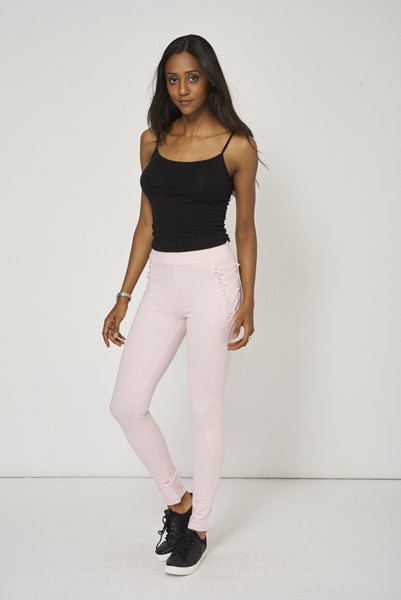 Pink Lounge Wear Trousers With Ribbon Details