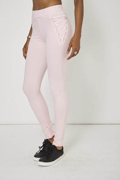 Pink Lounge Wear Trousers With Ribbon Details