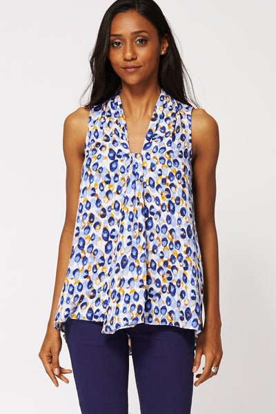 Abstract Pattern V Neck Top Ex-Branded