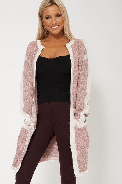 Fashionable Long Sleeved Pink Cardigan