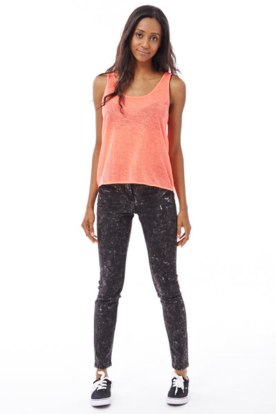 Dipped Hem Sheer Vest Top