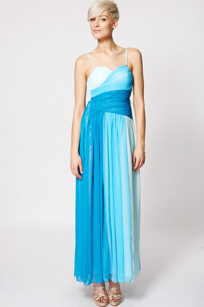 Pleated Top Mix Colour Evening Dress