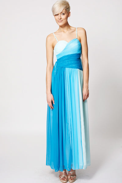 Pleated Top Mix Colour Evening Dress