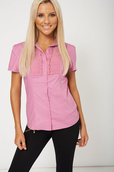 Women Pink Front Ruffle Shirt Cotton Rich Available In Plus Sizes