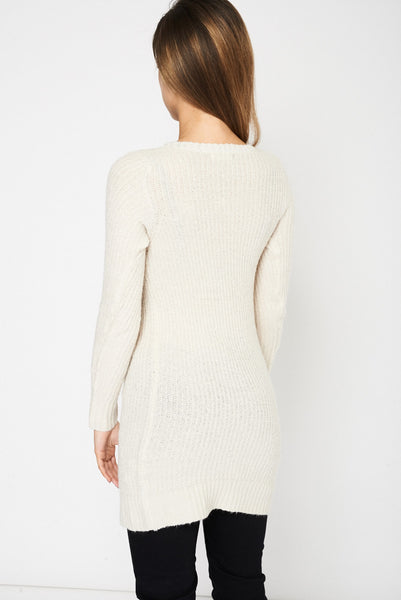 Cream Lurex Cable Knitted Jumper