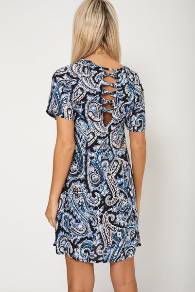 Pixel Paisley Print Swing Dress