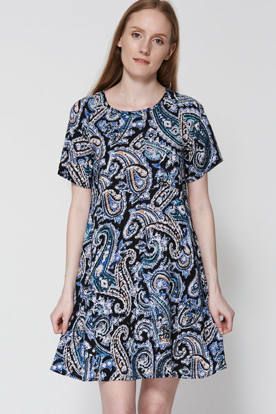 Pixel Paisley Print Swing Dress