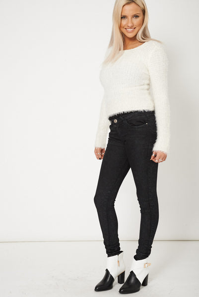 Fluffy Feel Knitted Cream Jumper