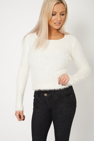 Fluffy Feel Knitted Cream Jumper