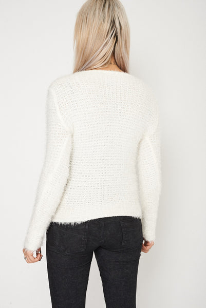 Fluffy Feel Knitted Cream Jumper