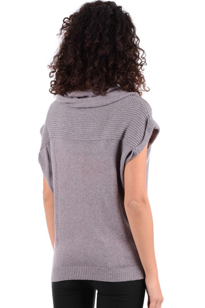 Knitted Cowl Neck Short Sleeve Jumper