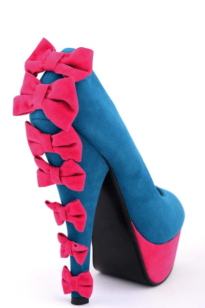 Multi-Bow Faux Suede Court Shoe