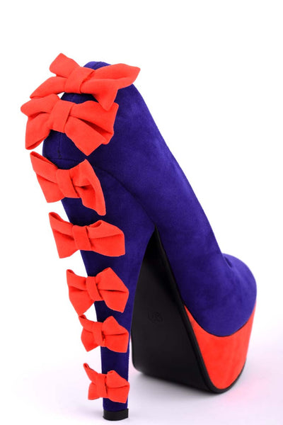 Multi-Bow Faux Suede Court Shoe