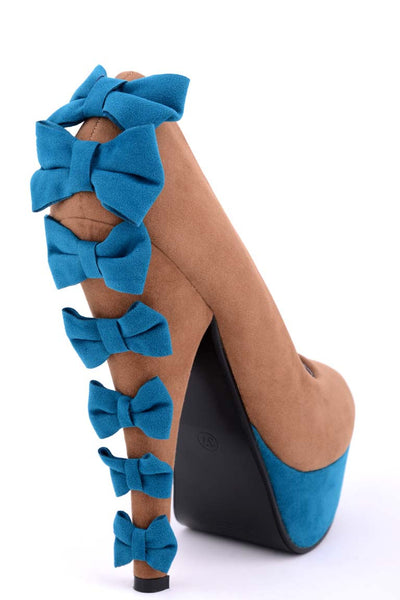 Multi-Bow Faux Suede Court Shoe