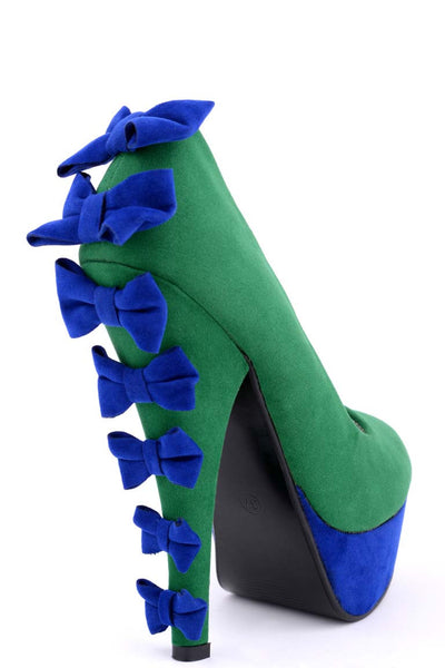 Multi-Bow Faux Suede Court Shoe