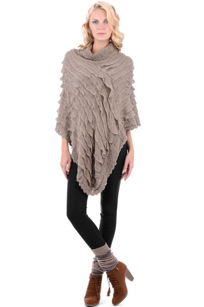 Cowl Neck Frill Poncho