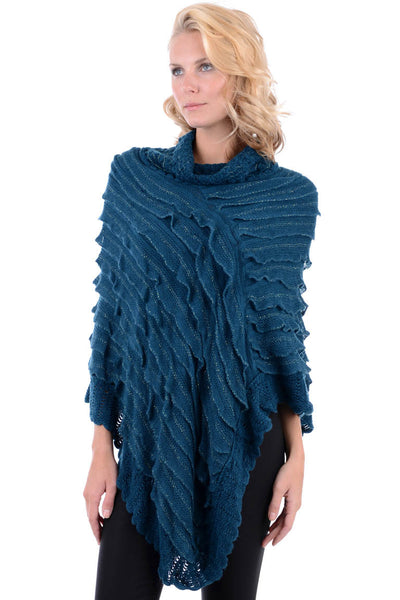 Cowl Neck Frill Poncho