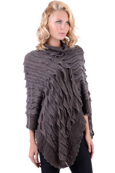 Cowl Neck Frill Poncho