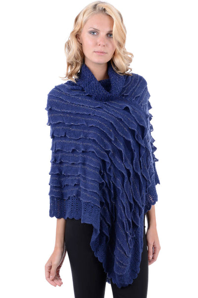 Cowl Neck Frill Poncho