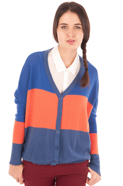 Colour Block Oversized Box Cardigan