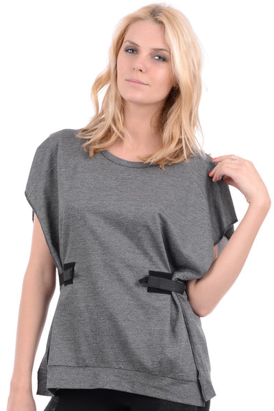 Sleeveless Oversized Sweat Top with Velcro Detail