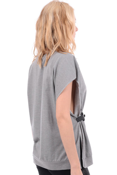 Sleeveless Oversized Sweat Top with Velcro Detail