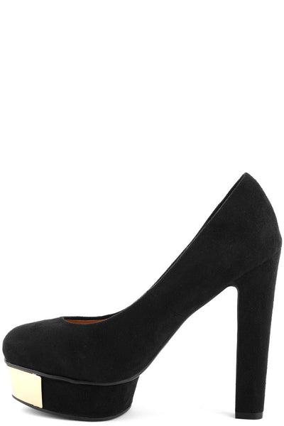 Faux Suede Platform Court Shoe With Metal Plate