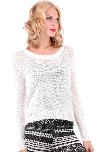 Soft Round Neck White Jumper