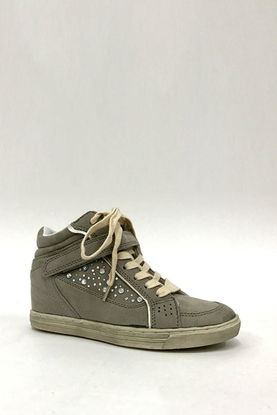 Grey Diamante Wedge High Top Trainer