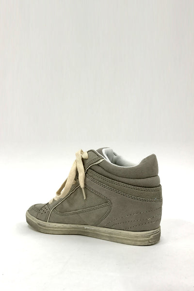 Grey Diamante Wedge High Top Trainer