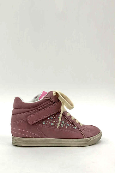 Pink Diamante Wedge High Top Trainer