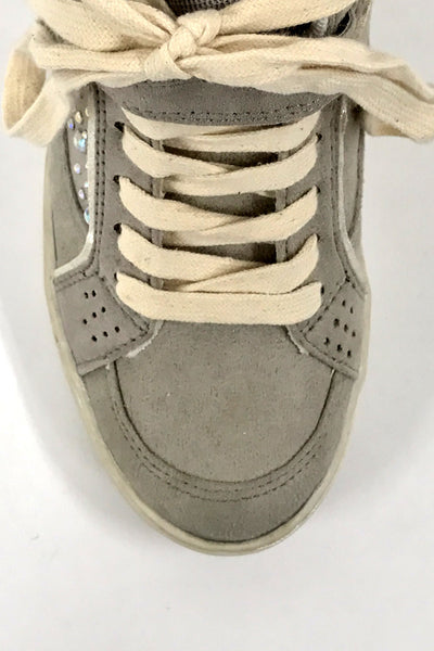 Grey Diamante Wedge High Top Trainer