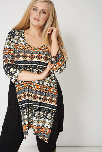 Abstract Print Top With Side Panels