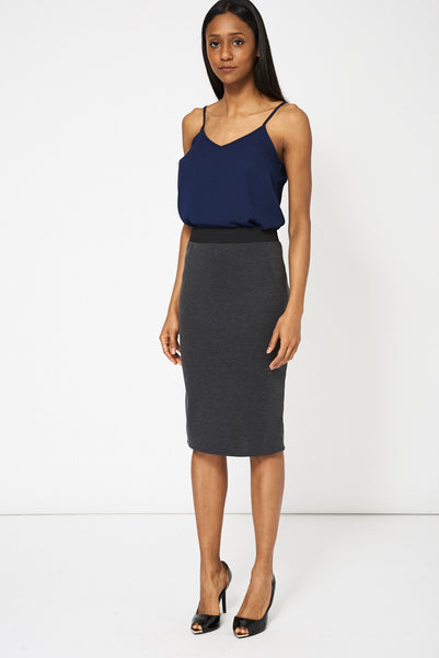 Elastic Waist Detail Pencil Skirt