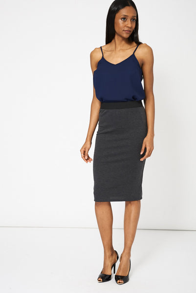 Elastic Waist Detail Pencil Skirt