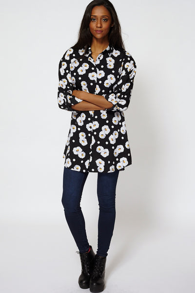 Floral Print Button Up Shirt Dress