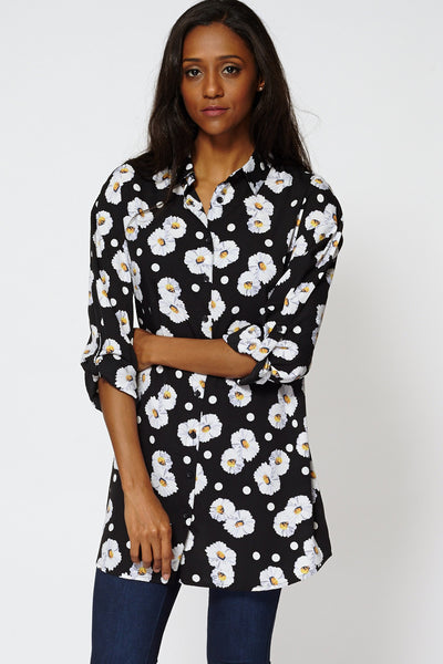 Floral Print Button Up Shirt Dress