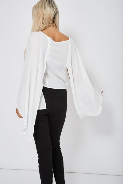 Draped Sleeve Cream Top