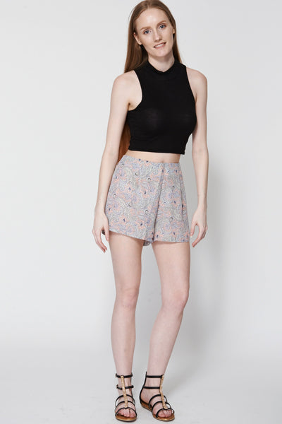 Sheer Paisley Print Shorts